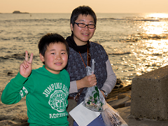 元気に白良浜に到着
